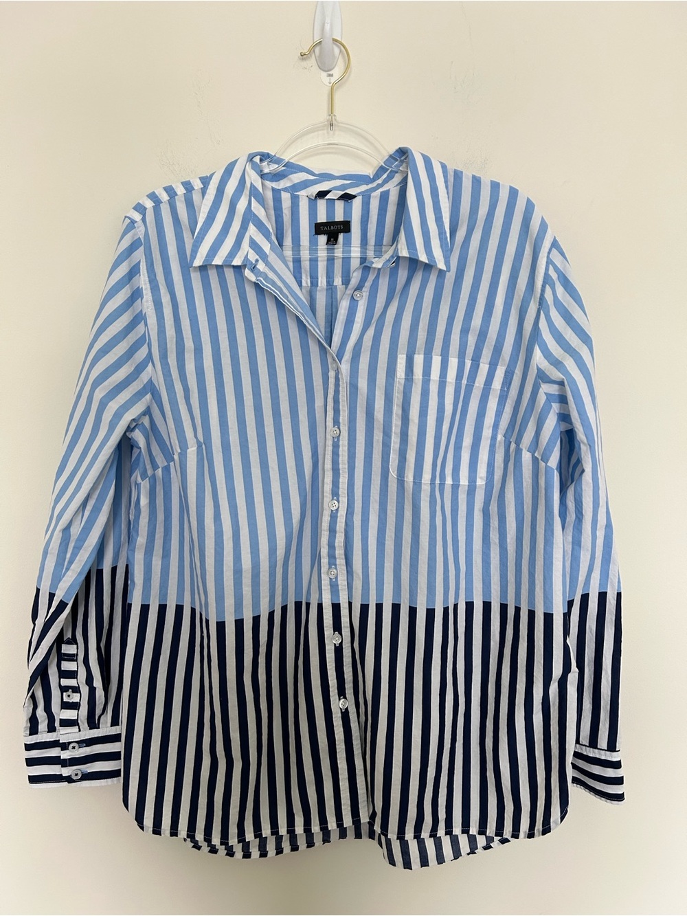 Talbots MODERN CLASSIC SHIRT - WONDER STRIPE 100% Cotton XL Button Up Top